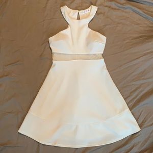 White high neck mini dress with cutouts